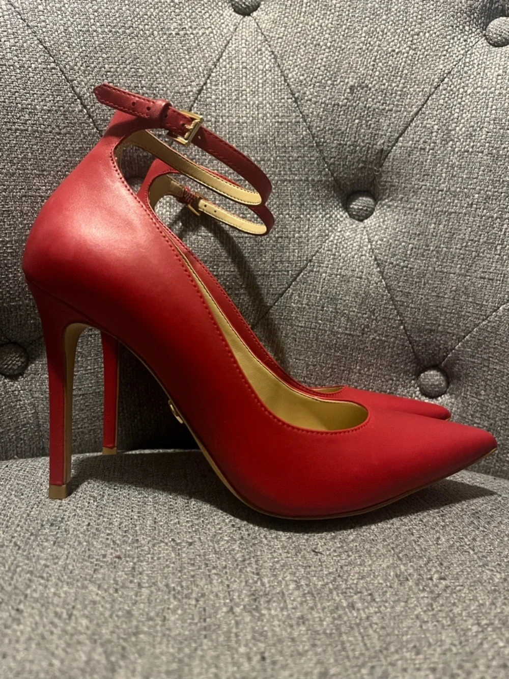 Michael Kors Red Pointed-Toe Ankle-Strap Pumps (Ankle Strap) - Picture 7 of 8
